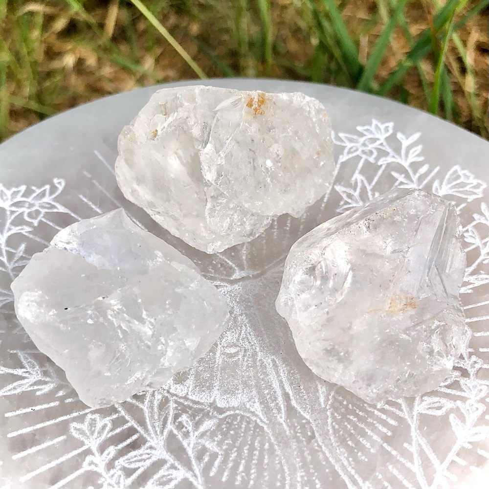 Raw Clear Quartz Crystal || Set of 3